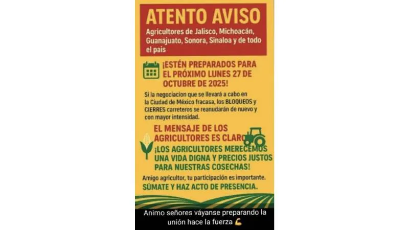 El paro busca visibilizar la difícil situación económica que enfrentan los productores de granos básicos. / X