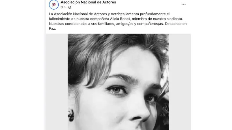 El gremio artístico lamentó la muerte de Alicia Bonet a los 78 años y reconoció su aporte a la cinematografía mexicana./ Captura de pantalla