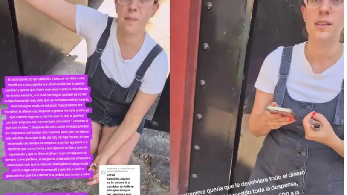 En las imágenes, el repartidor explica que la clienta le pidió cambiar un billete de 500 pesos. / Captura de pantalla