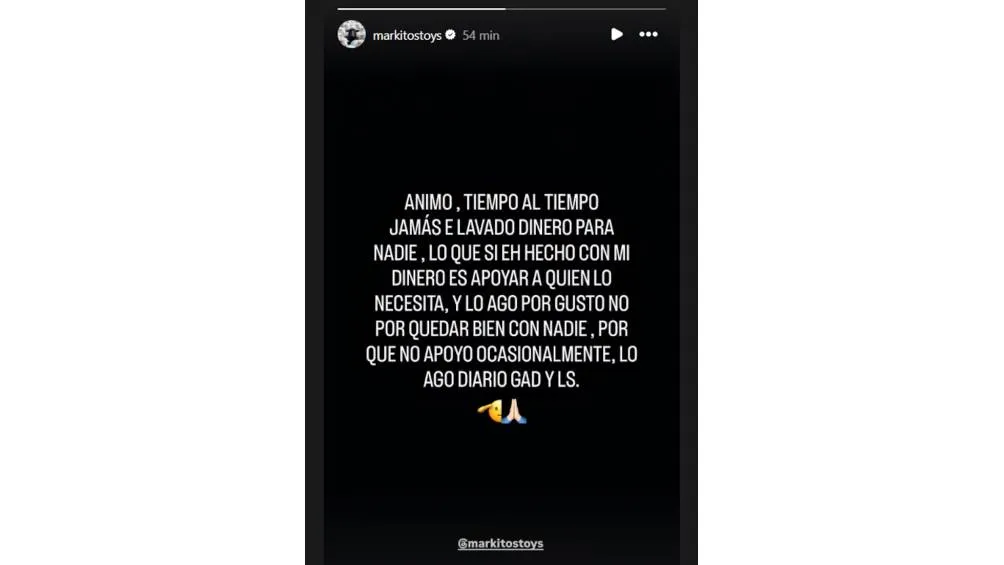 Ante la polémica, el influencer publicó una historia en Instagram en la que negó tener vínculos con el narcotráfico. / Captura de pantalla