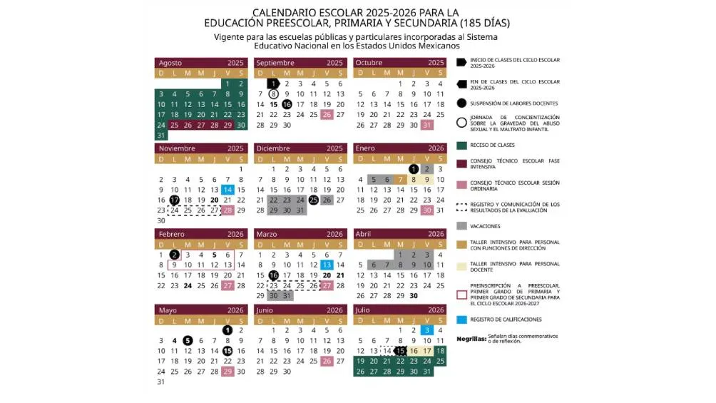 Además, se incluyen los últimos viernes de cada mes dedicados a las sesiones del Consejo Técnico Escolar. / SEP