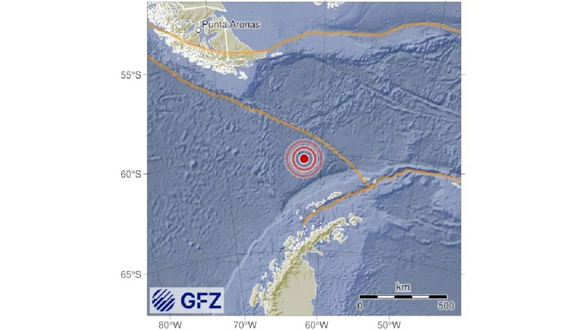 Un terremoto de magnitud 7,5 sacudió el jueves las aguas del Paso Drake|X