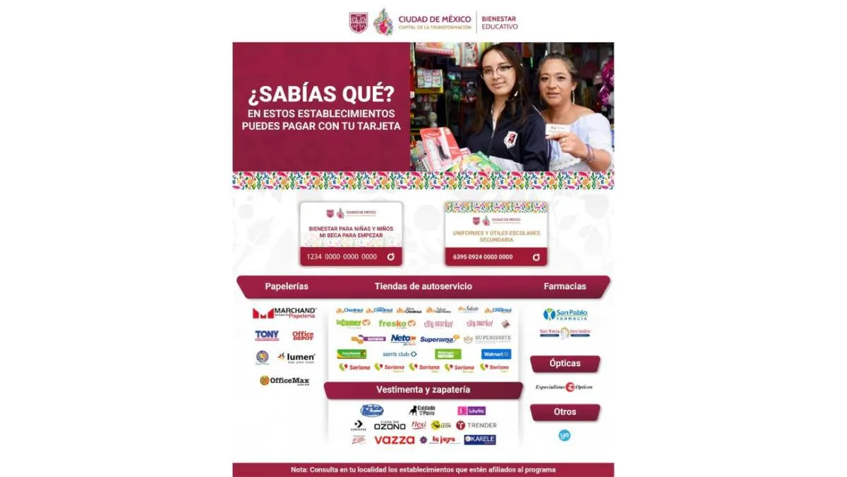 Establecimientos donde puedes usar tu tarjeta|Bienestar Educativo