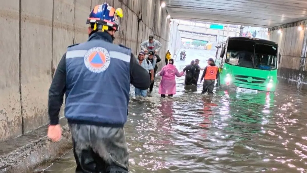 Elementos de tránsito y policías de sector ingresaron al agua para ayudar a los usuarios. / SSC