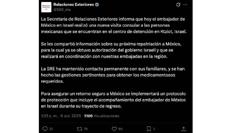 De acuerdo con la Secretaría de Relaciones Exteriores (SRE), se activó un protocolo de protección consular. / Captura de pantalla