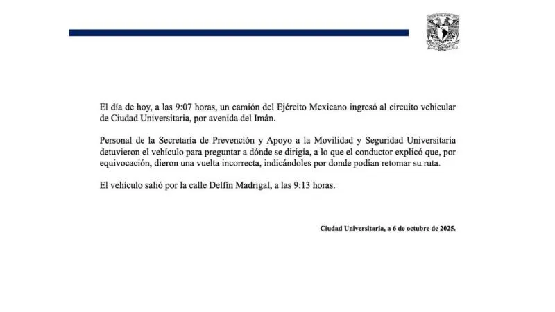 A través de un breve comunicado, la UNAM informó que se trató de una confusión./ UNAM