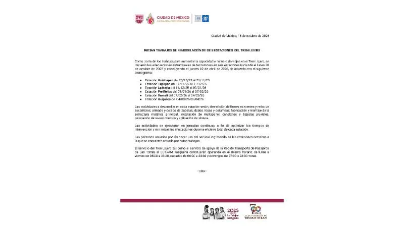 El STE exhortó a los usuarios a consultar horarios y rutas actualizadas. / X