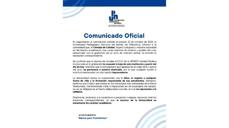 La universidad señaló que, tras verificar la veracidad del video y el contexto de los hechos, se procedió con medidas disciplinarias. / UPN