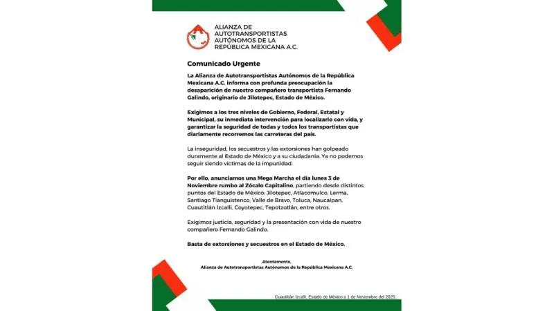 Transportistas denuncian extorsiones, robos y secuestros en las carreteras del Estado de México./ X