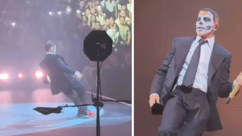 Rauw Alejandro sufrió una caída en pleno show, pero su rápida reacción y actitud relajada desataron los aplausos del público./ Captura de pantalla