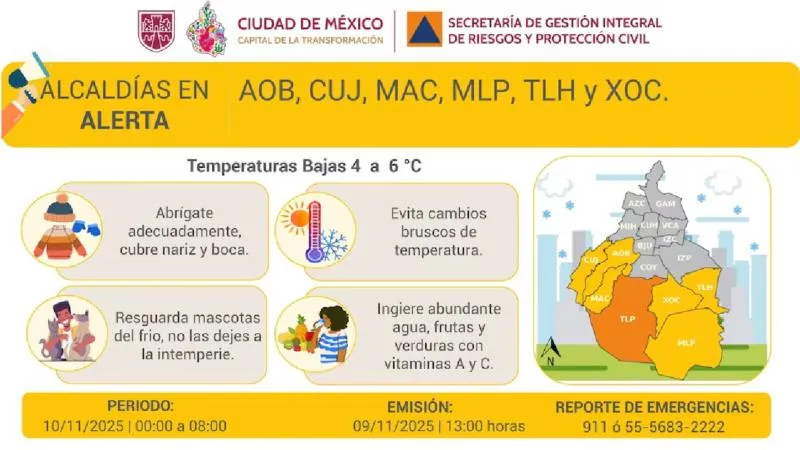 El amanecer de este lunes en la CDMX estará marcado por neblina y bajas temperaturas. / X