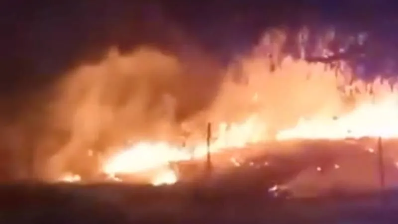 Fuego y humo se registraron en los alrededores de la Pirámide de la Luna, en Teotihuacán. / Redes sociales