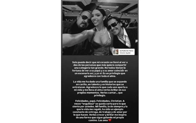Mensaje de Ángela Aguilar en Instagram. / @angela_aguilar_