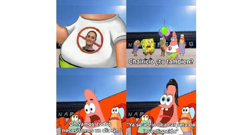 Memes sobre la presidenta Claudia Sheinbaum circularon ampliamente durante la movilización./ RS