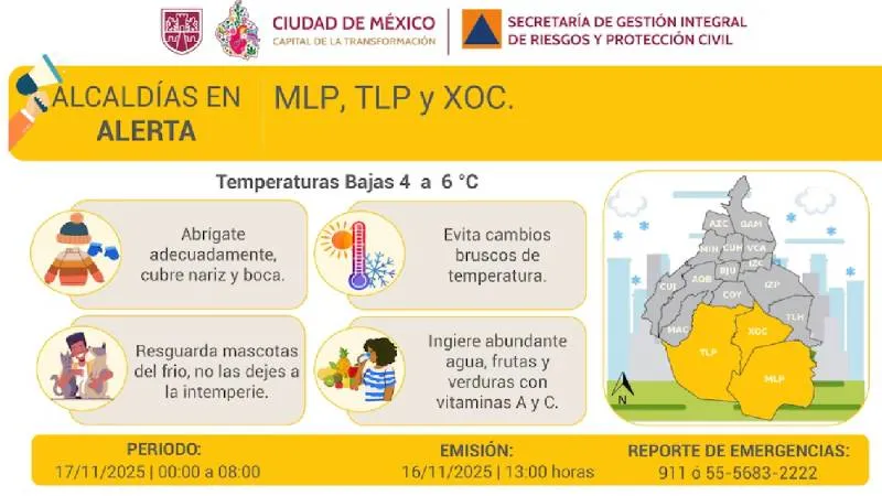 Las zonas altas del sur y poniente de la capital enfrentarán riesgo de heladas./ X