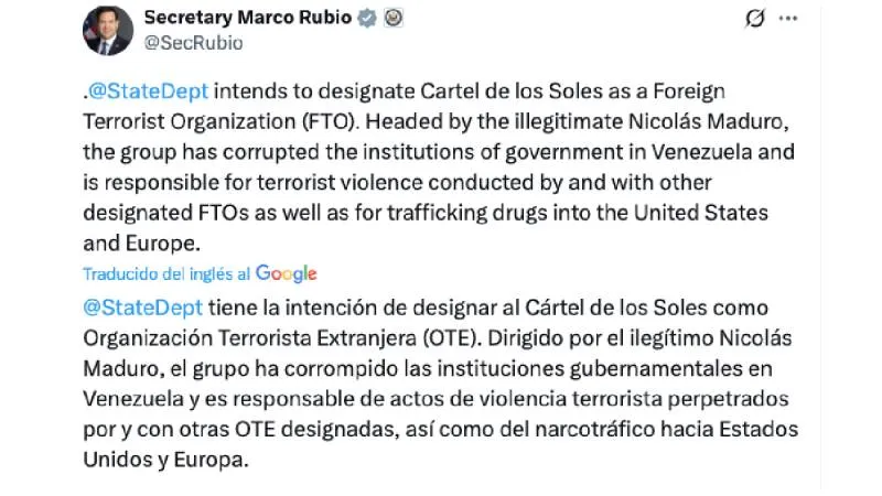 La clasificación antiterrorista permite a EE.UU. actuar con herramientas más amplias. / X