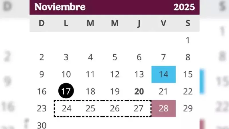 El calendario 2025-2026 establece al 28 de noviembre como una fecha relevante para los planteles educativos./ SEP
