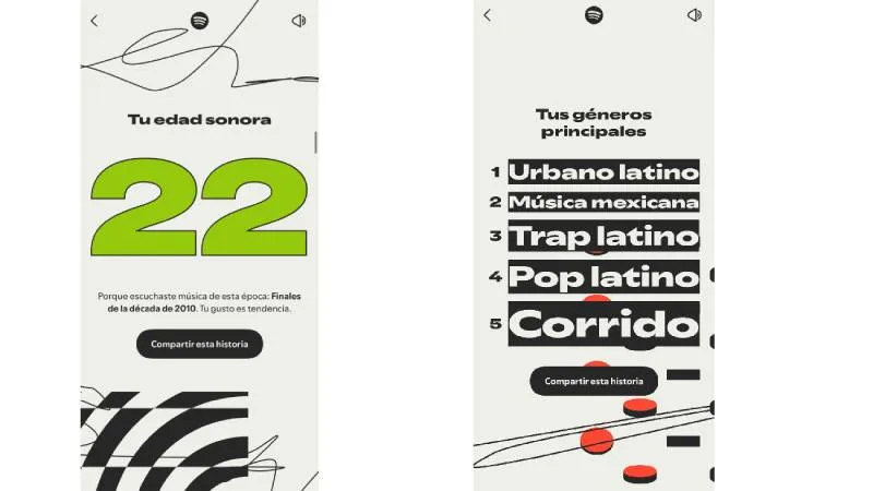 Spotify Wrapped 2025 incluye la novedad más comentada del año: la “Edad Sonora”./ Captura de pantalla