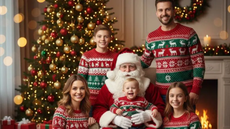 Con un buen prompt, puedes obtener retratos familiares navideños personalizados. / Google Gemini