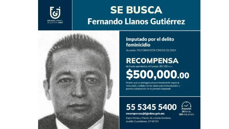 La Fiscalía de CDMX mantiene activa una orden de aprehensión en su contra y refuerza su búsqueda./ Fiscalía