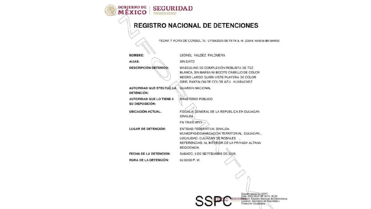 la captura de “El LV” se registró alrededor de las 14:00 horas. / RS