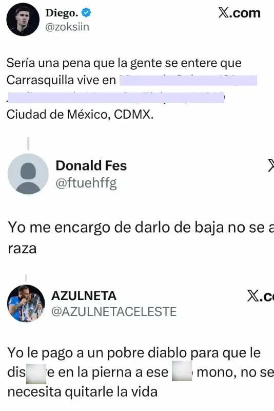 Amenazas a Carrasquilla | X