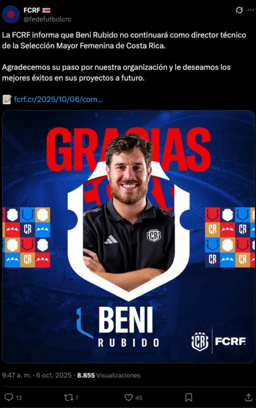 Comunicado FCRF | X: @@fedefutbolcrc