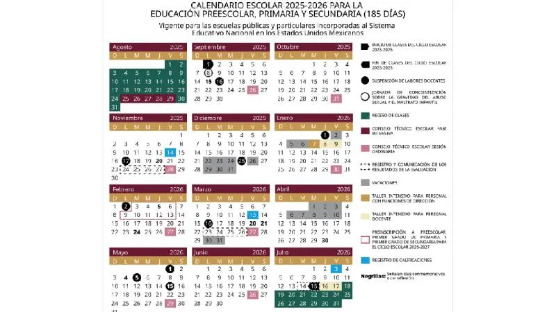 El calendario oficial de la SEP establece 185 días de clases en educación básica/SEP