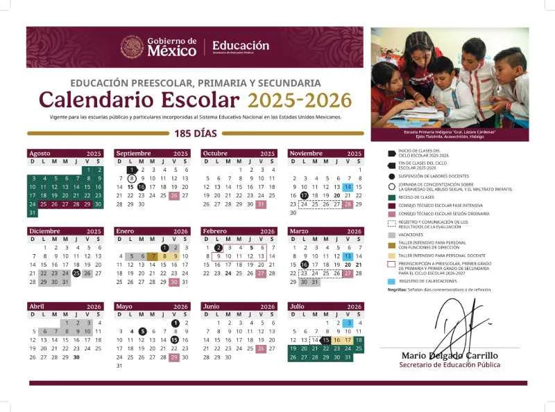 Este es el calendario oficial de la SEP para el ciclo escolar 2025-2026/SEP