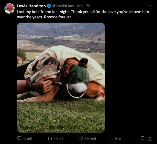 Mensaje de Lewis Hamilton en redes | X