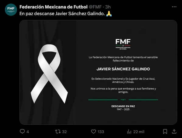 FMF manda sus condolencias | X: @FMF