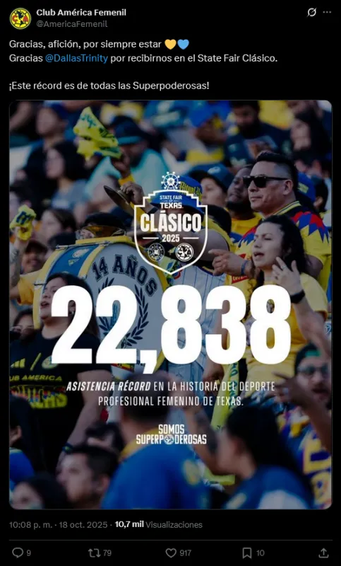 América Femenil presume récord | X: AmericaFemenil