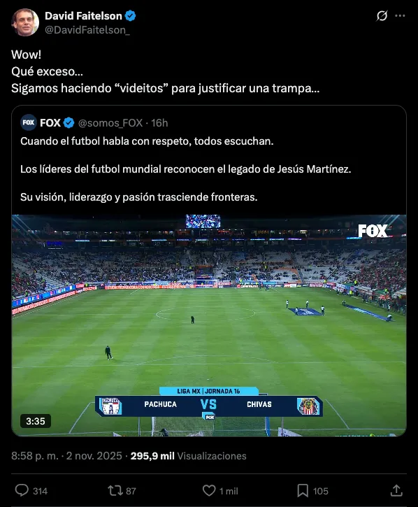 Mensaje de Faitelson | X: @David Faitelson