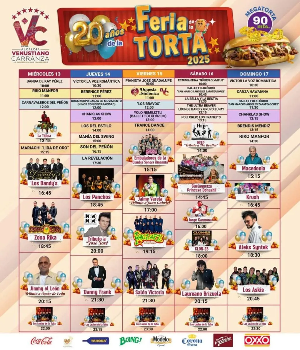 La Feria de la Torta 2025 ya comenzó y trae buen cartel / Redes Sociales