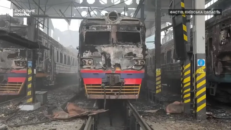 El sistema ferroviario quedó destruido por los misiles / Redes Sociales