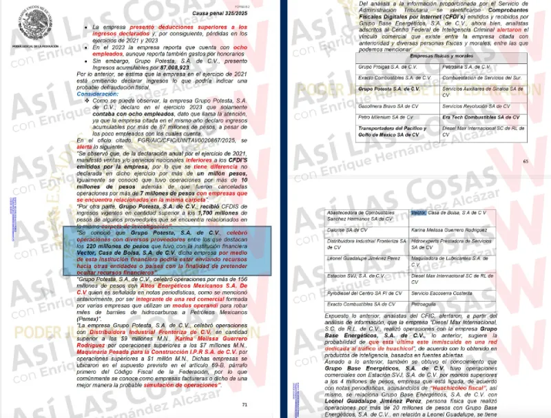 Revelan documentos donde Vector es ligado al robo de combustible / X: @EnriqueEnVivo