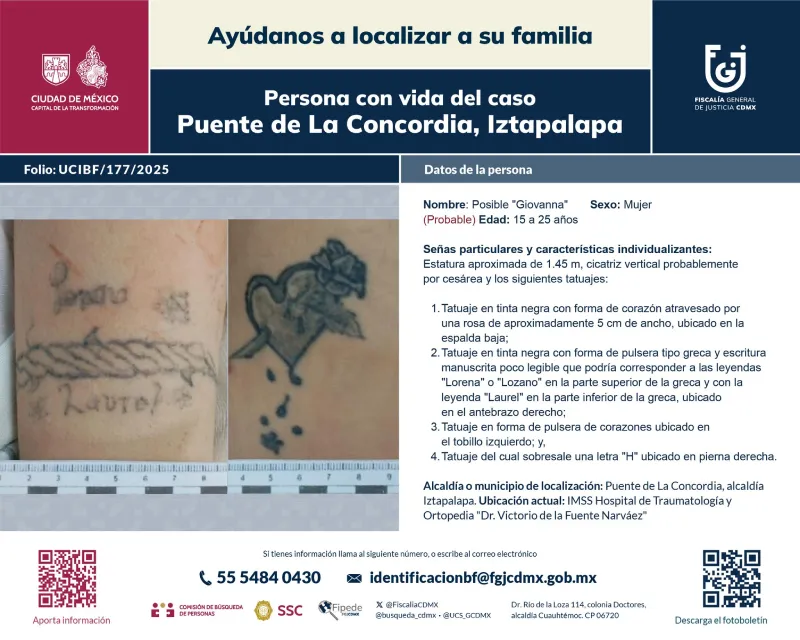 La mujer cuenta con varios tatuajes para poder identificarla / Especial
