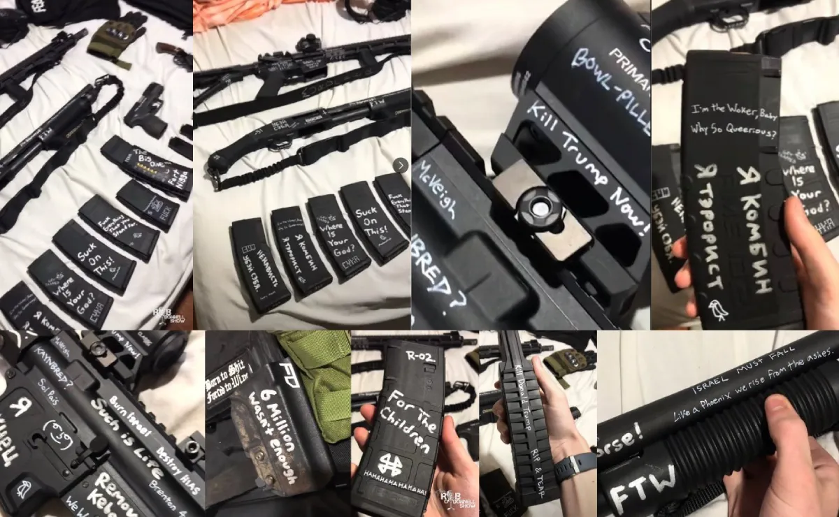 El armamento que usó lo tenía marcado con leyendas / Redes Sociales