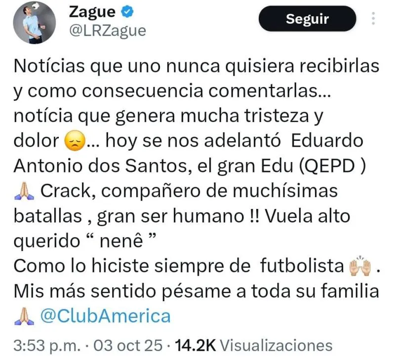 Zague se despide de Edu