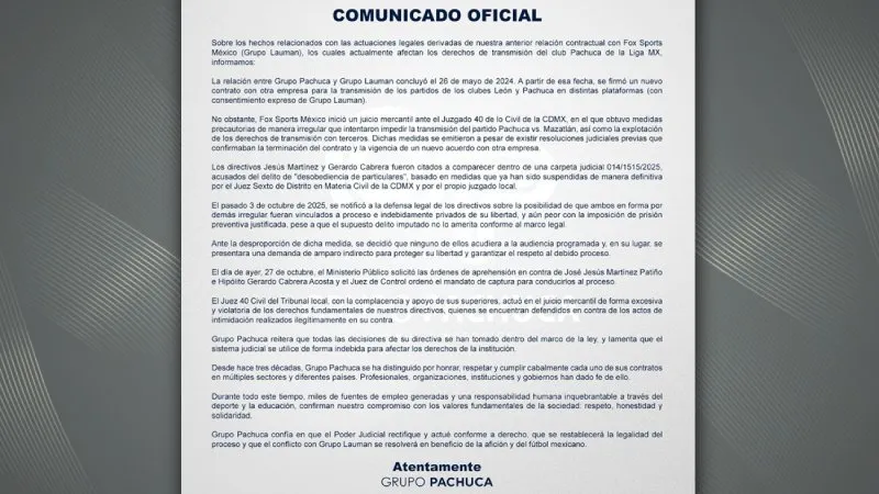 Lanzaron un comunicado oficial