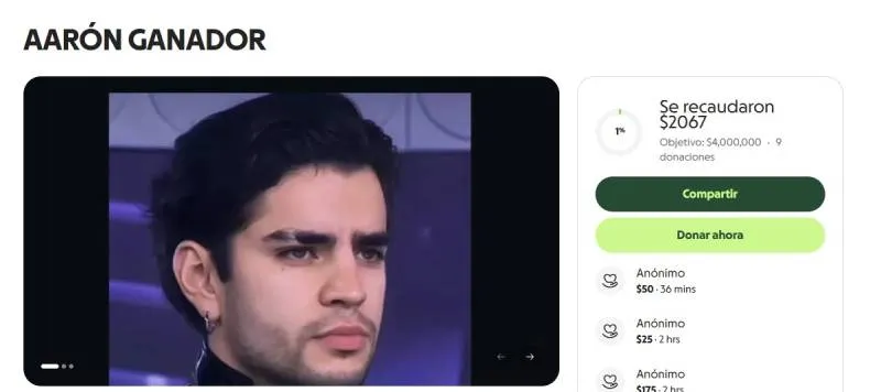 Se lanzó una campaña para recaudar los 4mdp del premio y dárselos a Aarón/X