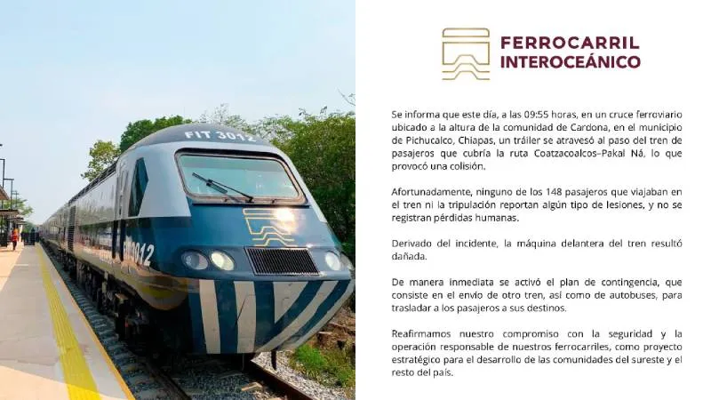 Autoridades informaron que los pasajeros y la tripulación resultaron ilesos/IG: @ferrocarril_interoceanico