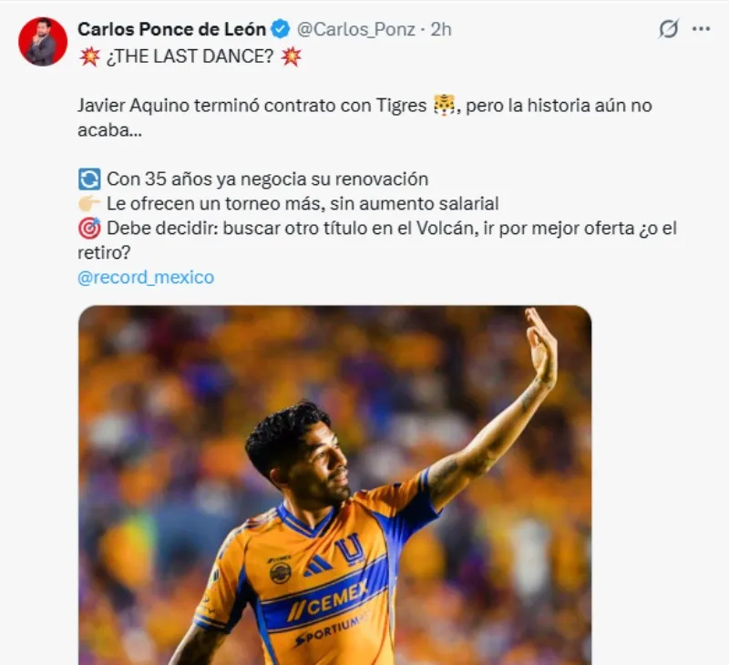 Tigres le ofrece un torneo de renovación a Aquino