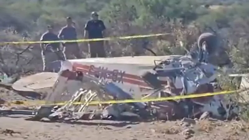 La matrícula XB-HPJ de la avioneta que se desplomó en Chihuahua tras rozar cables de alta tensión, según los primeros reportes. / RRSS