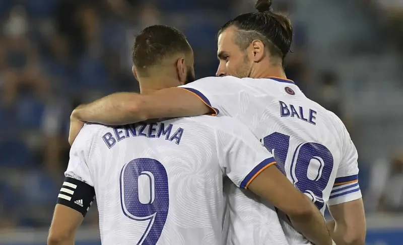 Benzema en festejo con Bale en Real Madrid