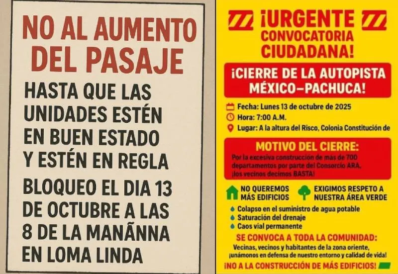 Otro par de manifestaciones amenazan con generar importantes afectaciones/X
