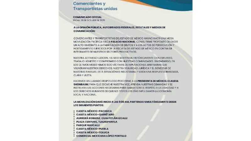 Este es el comunicado emitido por los manifestantes/X