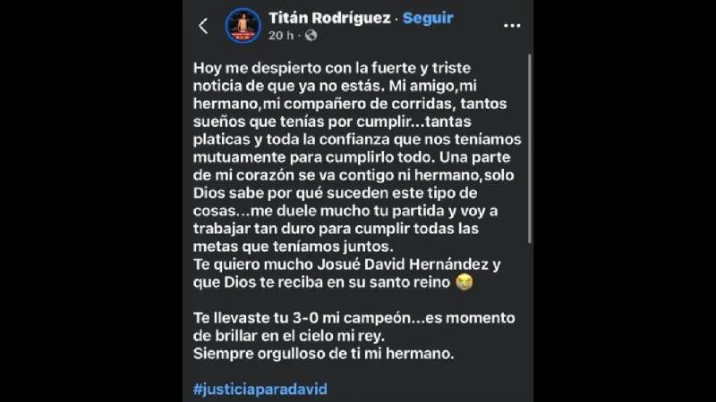 El entrenador del boxeador lo despidió con un emotivo mensaje en redes/Facebook