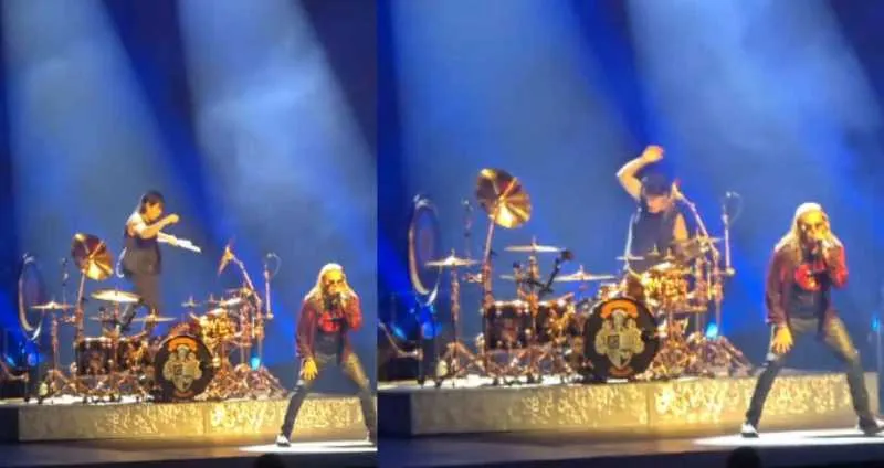 El baterista se cayó mientras intentaba dar un giro/X