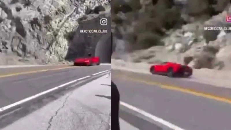 Supuestamente Vince manejaba este auto Ferrari cuando chocó y murió en el lugar/X: @AlertaNews24